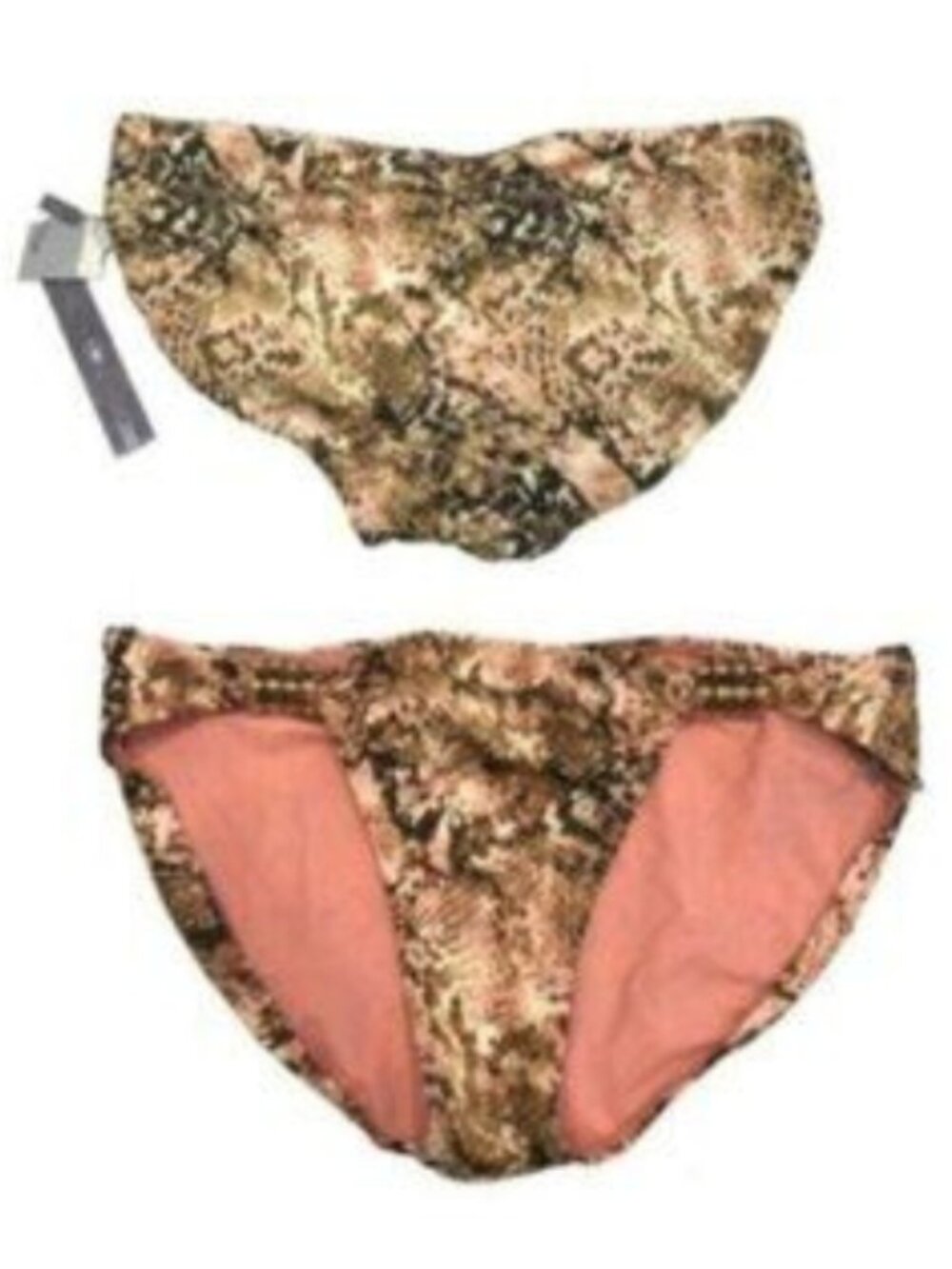 NWT Jennifer Lopez Brown Snakeskin Print Bikini Bottom Medium